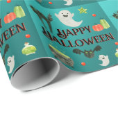 Halloween-Party Aquamarin und grün Geschenkpapier (Rolleneckpunkt)