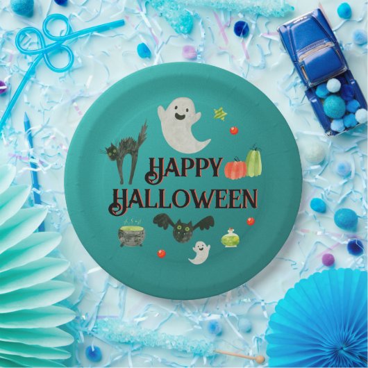 Halloween-Party Aquamarin und grün Pappteller (Party)