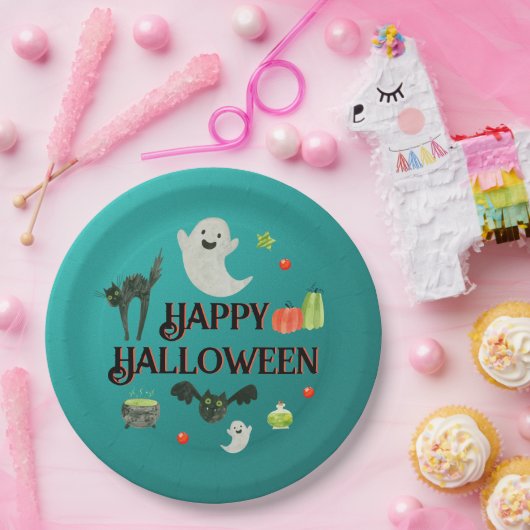 Halloween-Party Aquamarin und grün Pappteller (Party)