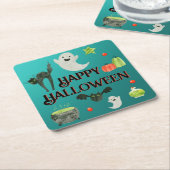 Halloween-Party Aquamarin und grün Rechteckiger Pappuntersetzer (angewinkelt)