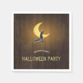 Halloween-Party, Aquarellbat & Moon, rustikal Serviette (Vorderseite)