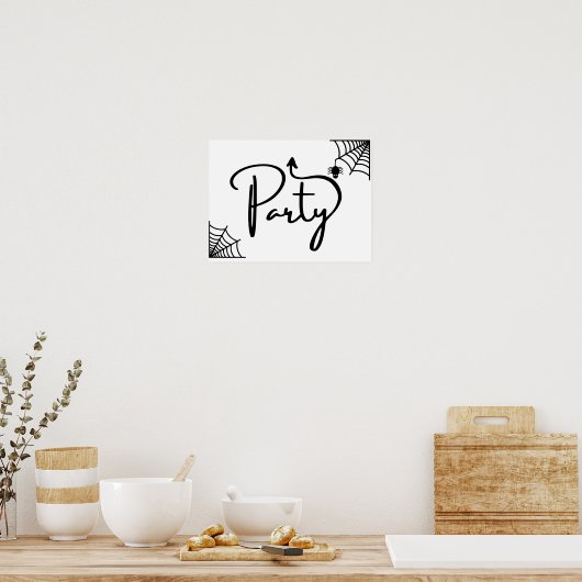 Halloween-Party auf dieser Art Pfeil geradeaus Poster (Küche)