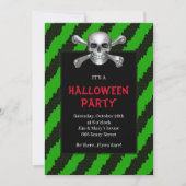 Halloween-Party aus Schädel und Querknochen Einladung (Vorderseite)