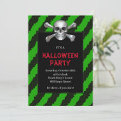 Halloween-Party aus Schädel und Querknochen Einladung (Stehend Vorderseite)