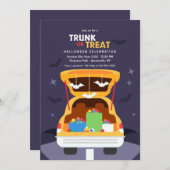 Halloween-Party aus Trunk oder Leckerei Einladung (Vorne/Hinten)