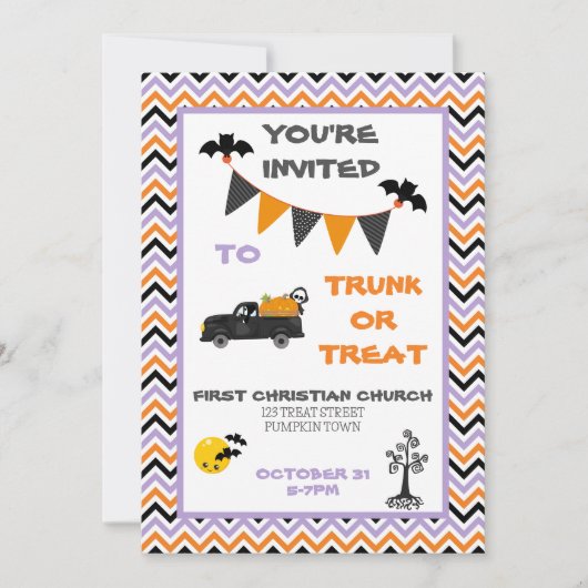 Halloween-Party aus Trunk oder Leckerei Einladung (Vorderseite)