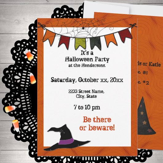 Halloween-Party Banner Einladung Orange