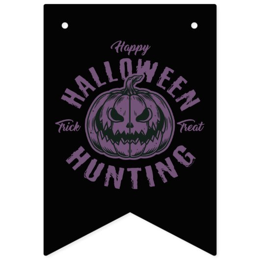 Halloween-Party-Banner - Schwarz und Lila Spooky Wimpelkette (Erste Fahne)