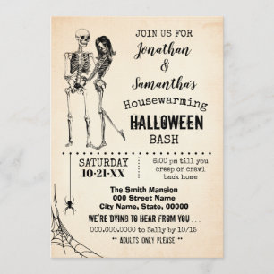 Halloween-Party-Bash-Skelett-Paar Einladung