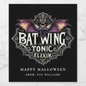 Halloween-Party Bat Wing Tonic Elixir Weinetikett (Einzelnes Label)