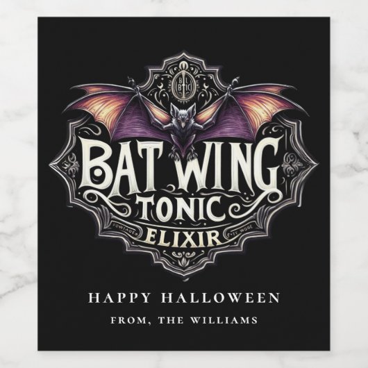 Halloween-Party Bat Wing Tonic Elixir Weinetikett (Einzelnes Label)