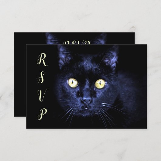 Halloween-Party Beängstigend Black Cat Horror Nigh RSVP Karte (Vorne/Hinten)