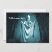 Halloween-Party Beängstigend Ghost Dark Blue Night Einladung (Vorderseite)