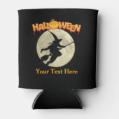 Halloween-Party Beängstigend Hexe auf Broom und Pu Dosenkühler (Vorderseite)