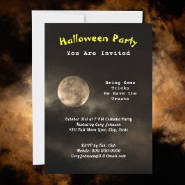 Halloween-Party Beängstigend Moon Black Cloudy Sky Einladung