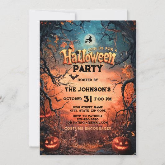 Halloween-Party Beängstigend Pumpkin Kostüm Kinder Einladung (Vorderseite)