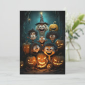 Halloween-Party Beängstigende Pumpkins lächelnde K Einladung (Stehend Vorderseite)