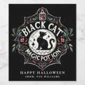 Halloween-Party Black Cat Magic Tränke Weinetikett (Einzelnes Label)