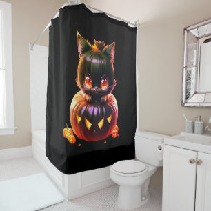 Halloween-Party Black Cat Pumpkin Horror Beängstig Duschvorhang