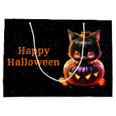 Halloween-Party Black Cat Pumpkin Horror Beängstig Große Geschenktüte (Rückseite)