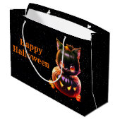 Halloween-Party Black Cat Pumpkin Horror Beängstig Große Geschenktüte (Rückseite Schrägansicht)