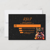 Halloween-Party Black Cat Pumpkin Horror Beängstig RSVP Karte (Vorderseite)