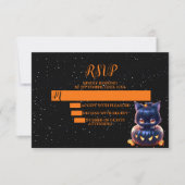 Halloween-Party Black Cat Pumpkin Horror Beängstig RSVP Karte (Vorderseite)