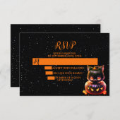 Halloween-Party Black Cat Pumpkin Horror Beängstig RSVP Karte (Vorne/Hinten)