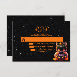 Halloween-Party Black Cat Pumpkin Horror Beängstig RSVP Karte