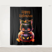 Halloween-Party Black Cat Pumpkin Horror Beängstig Wandteppich (Vorderseite)