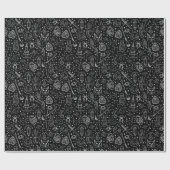 Halloween-Party Black Doodle Muster Geschenkpapier (Flach)