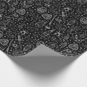 Halloween-Party Black Doodle Muster Geschenkpapier (Ecke)