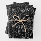 Halloween-Party Black Doodle Muster Geschenkpapier Set (Beispiel)