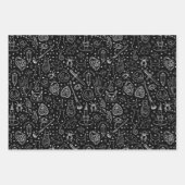 Halloween-Party Black Doodle Muster Geschenkpapier Set (Vorderseite)