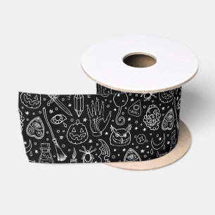 Halloween-Party Black Doodle Muster Satinband