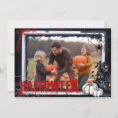 Halloween-Party Black Frame mit Pumpkins Foto Einladung (Vorderseite)