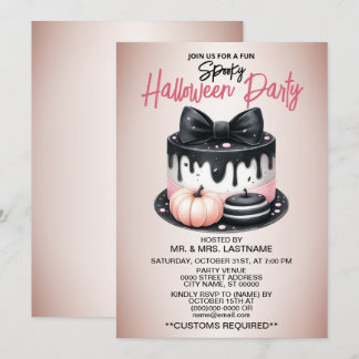 Halloween-Party Black Pink Cake Leckerei Spooky Einladung