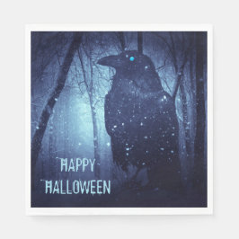 Halloween-Party Black Raven Crow Blue Forest Serviette