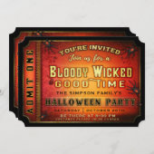 Halloween-Party Bloody Wicked Ticket Einladung (Vorne/Hinten)