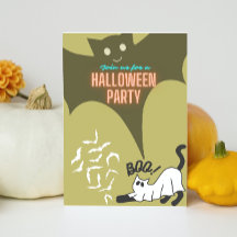Halloween-Party-Boo-Katze-Einladungen
