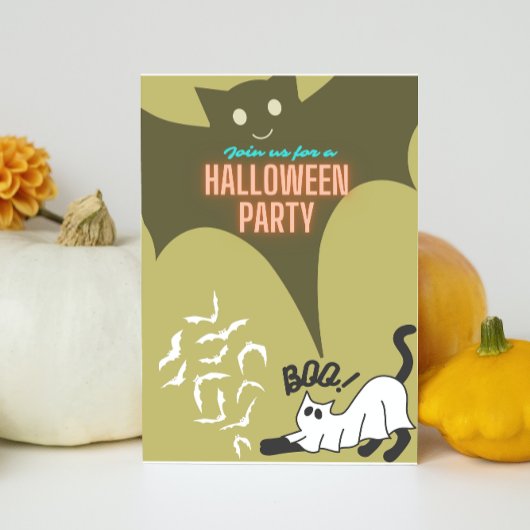 Halloween-Party-Boo-Katze-Einladungen Einladung