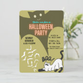 Halloween-Party-Boo-Katze-Einladungen Einladung (Stehend Vorderseite)