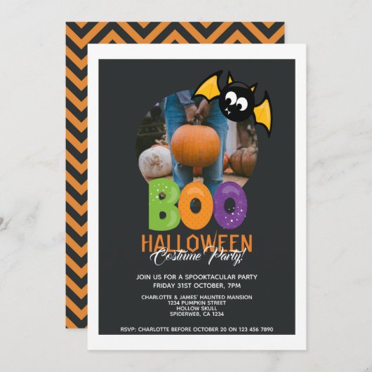 Halloween-Party Boo und Bat Personalisiert Einladung (Vorne/Hinten)