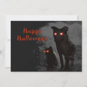 Halloween-Party böse schwarze Katze und Hund Einladung (Vorderseite)