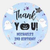 Halloween Party Boy Niedlich Spooky Blue Runder Aufkleber (Vorderseite)