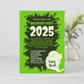 Halloween-Party Bright Green Rats Creepy Crawys Einladung (Stehend Vorderseite)