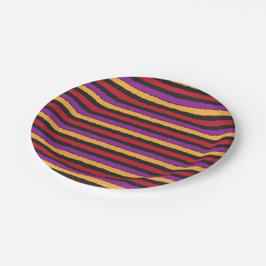 Halloween-Party Bright Stripes Paper-Teller Pappteller (Schrägansicht)