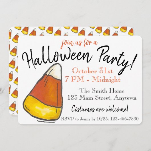 Halloween-Party Candy Corn Einladung (Vorne/Hinten)