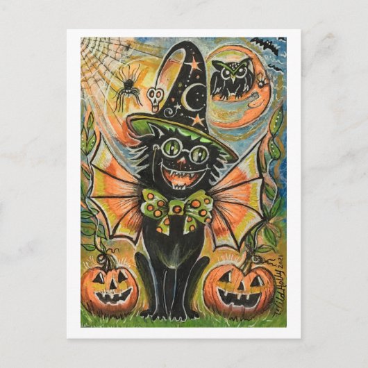 Halloween-Party Cat Postkarte (Vorderseite)