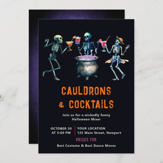 Halloween-Party Cauldron Cocktail Mixer Funny Dark Einladung (Vorne/Hinten)